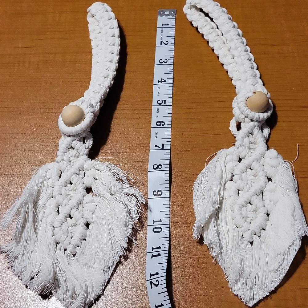 Handcrafted Off White Macramé Curtain Tie Backs  Set Of 2 New